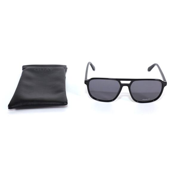 Quay Australia ON THE FLY Polarized Aviator Sunglasses - Black / Smoke - NWT - Picture 10 of 10